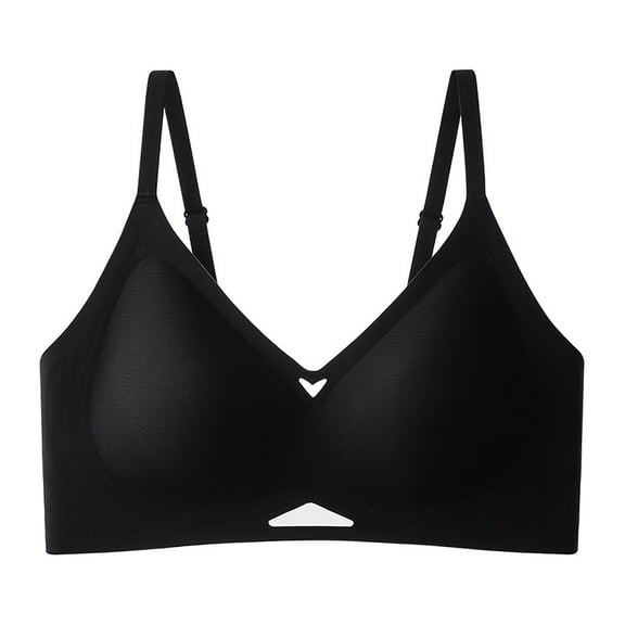 Up to 50% off Full Coverage Bra, Xunlbb Plus Size Women's Jelly Soft Support Bra With Double Breasts Ultra Thin Underwear No Bra No Steel Rim Thin Shoulder Straps(Black,L)