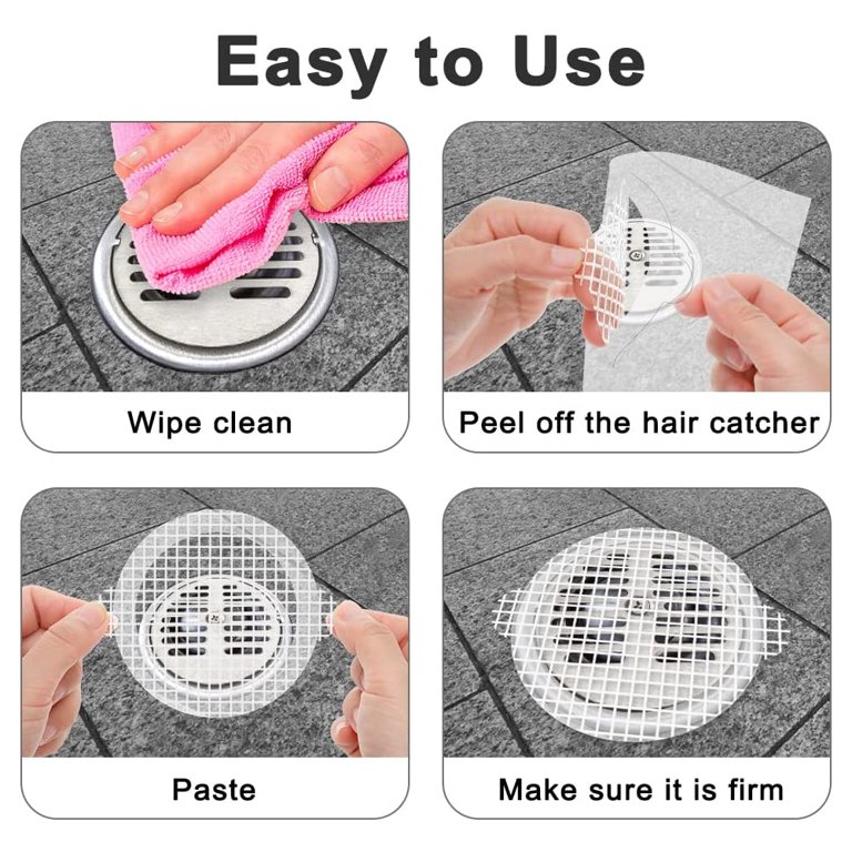 50PCS Disposable Shower Drain Hair Catcher Mesh Stickers,Hair