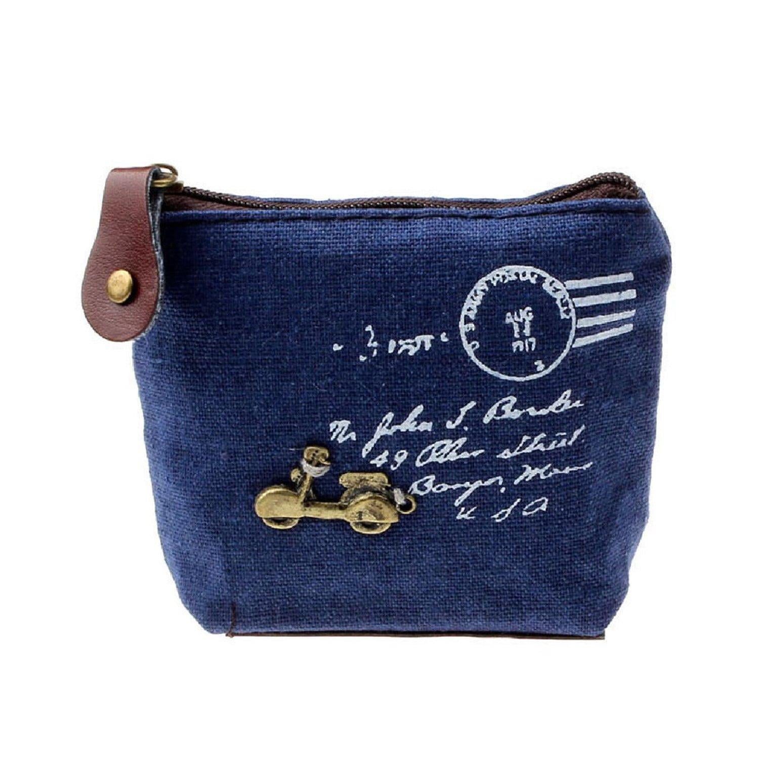New Retro Women's Key Coin Notes Holder Zip Wallet Small Canvas Purse Bag Lady's 