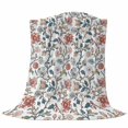 thumbnail image 6 of Pink Red Floral Blanket Soft Cozy Warm Throw Blanket for Couch, Plush Fuzzy Flannel Fleece Blankets for Sofa, Vintage Watercolor Flower Plant Bed Blankets Lightweight Gifts for Women, 30"x40", 6 of 9