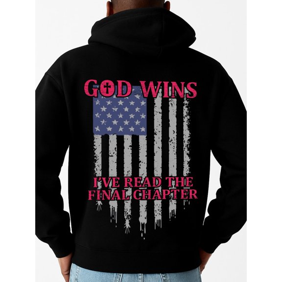 God Wins USA Flag graphic hoodies Christianity men sweater hoodie black Casual Sporty Style streetwear pamuk christianity Original Unisex Shirt Cotton tshirts Funny Unisex Shirt Crewneck tshirts