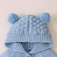 thumbnail image 4 of Baby Girl Boy Sweater Romper Long Sleeve Knitted Hooded Jumpsuits Overall Warm Newborn Unisex Infants Onesie Button Jumpsuits Light Blue,18-24 Months, 4 of 6