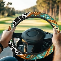 ZUXONGSY Aztec Tribal Golf Cart Steering Wheel Cover Cow Print Protector Cover Elastic Steering Wheel Dust Cover Universal Steering Wheel Cover Universal 13 14 Inch for Most Golf Cars Club Car