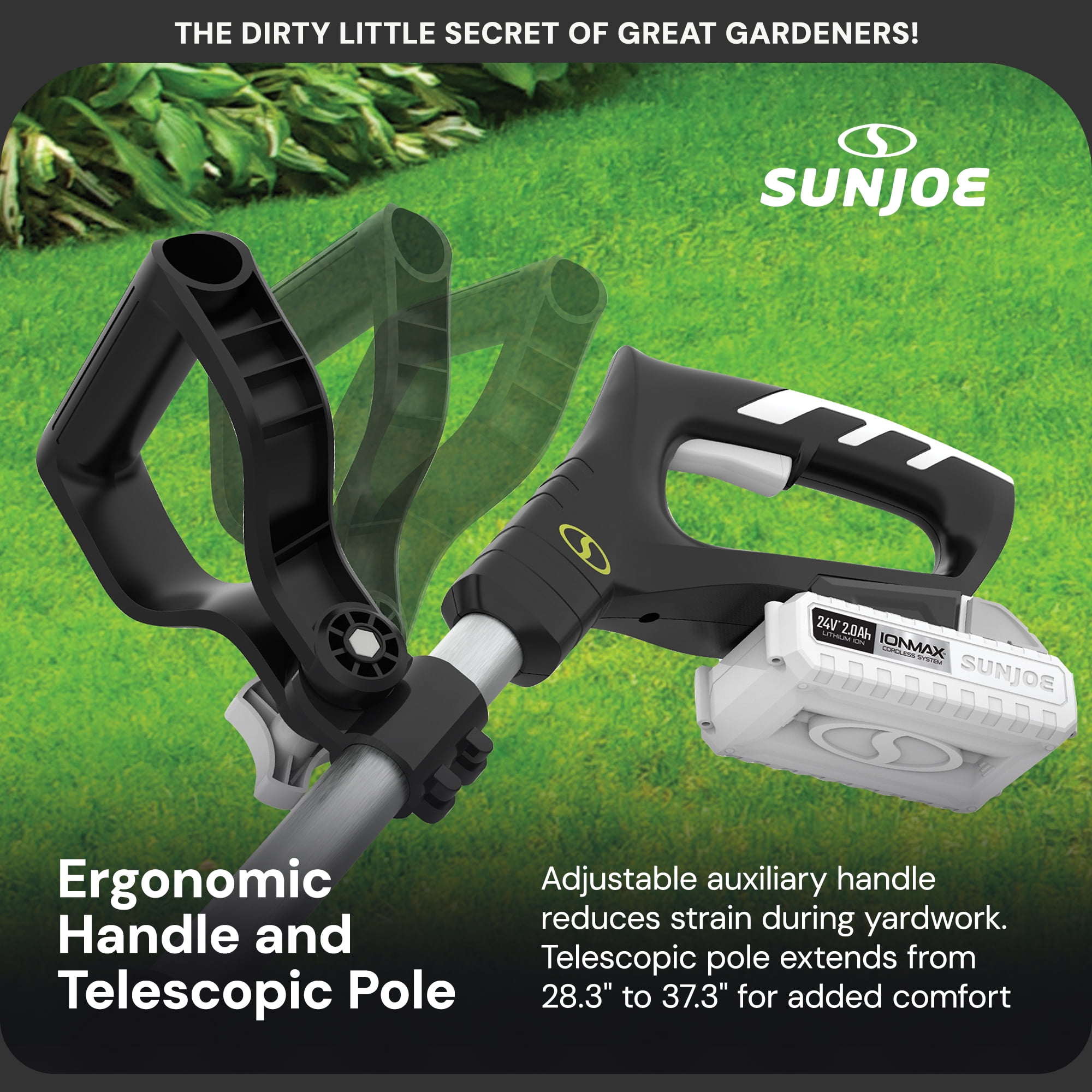 Open Box Sun Joe 24V Cordless Garden Tiller Cultivator Accessory Kit, Black