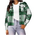 thumbnail image 2 of Xaqiouau Plaid Shacket Women Flannel Jacket Oversized Shirt Jacket Long Sleeve Button Up Casual Coat Fall Winter Outerwear with Pockets, 2 of 5