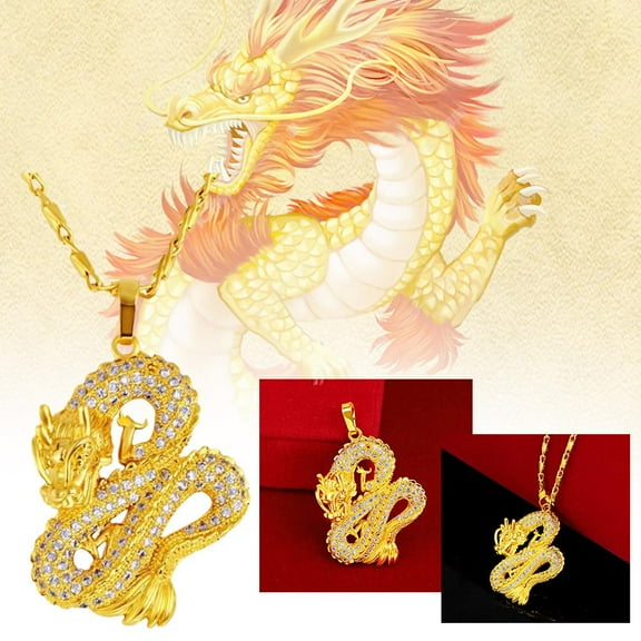 SSKFHGI Axl30022 Chinese Dragon Pendant Necklace Dragon Pendant Necklace Sweater Chain Jewelry Accessories