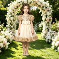 thumbnail image 5 of EnJoCho Girls Sequin Dress Puff Short Sleeve 3D Rose Waist Tulle Formal Gown For Little Girls Toddler Wedding Birthday Party Holiday Princess Dress, 5 of 5