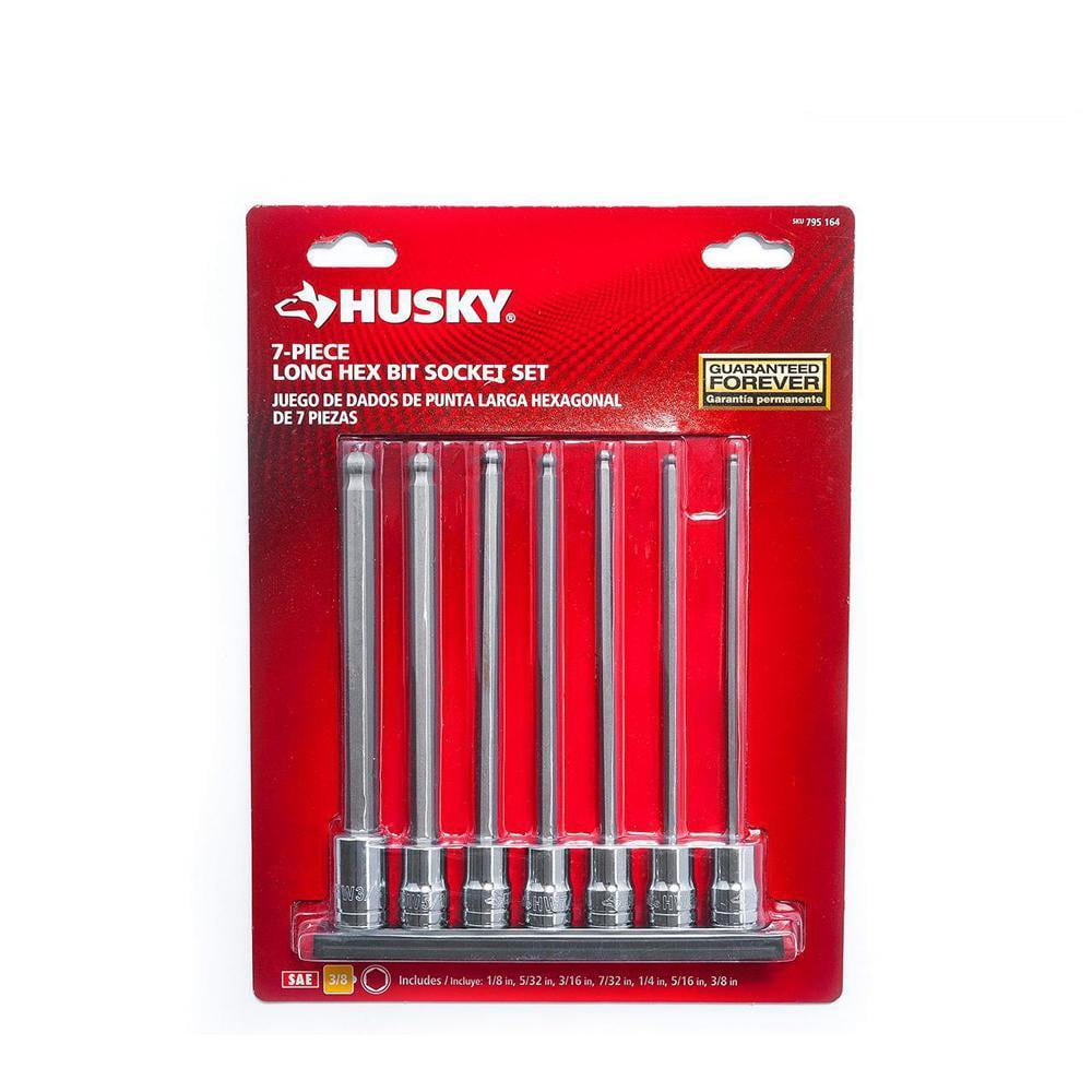 7pc Kit 3/8" Drive Extra Long Hex Bit Socket Set SAE 1/8" to 3/8" NEW! 