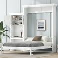 thumbnail image 3 of Newest Queen Size Murphy Bed with Multiple Storage Shelves , Louvered Style Decoration, White, 3 of 9