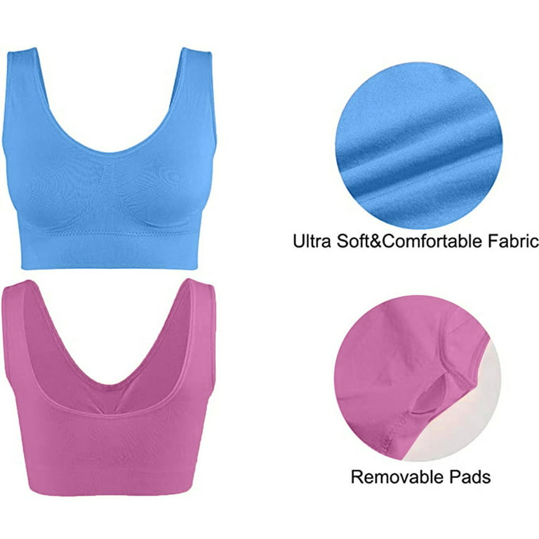 Bra Seamless for 3-Pack Women Pads Bra Wirefree with Removable