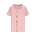 thumbnail image 5 of Craaazy Women's Summer Solid Color Short Sleeve Topss, V Neck Ruffle Trim Casual Shirt, Loose Fit Comfy Blouse for Everyday Outfits Gifts, 5 of 6