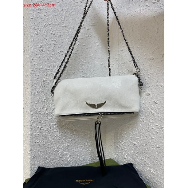 ZADIG-Bolsos de hombro para mujer, de diseñador bandolera, decoración de alas, correas de 2 cadenas, Mini solapa con cremallera xuanjing unisex