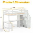 thumbnail image 3 of Twin Size Loft Bed with L-Shaped Desk & LED Lights & Charging Station, Solid Wood Loft Bed Frame with Storage and Stairs, Heavy Duty Loft Bed for Kids, White, 3 of 7