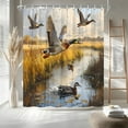 thumbnail image 4 of Mallard Duck Shower Curtain Flying Ducks Wildlife Scene Hunting Country Lake Design Brown Nature Scenery Modern Animals Natural Wildlife Scene Bathroom Decorative Curtain-72"W x 74"L (Pack of 1), 4 of 7
