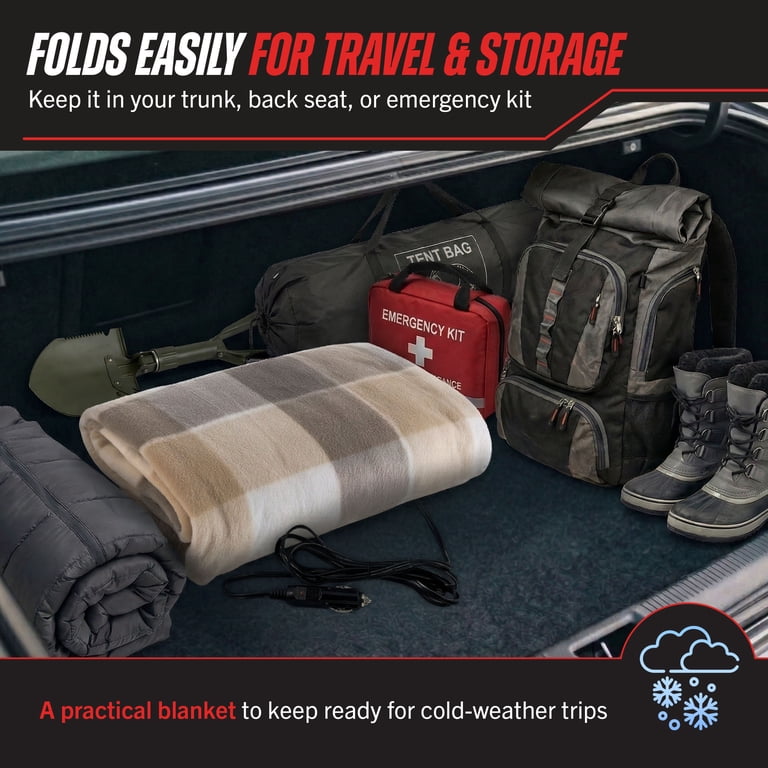 Stalwart 12V Heated Travel Blanket, Gray Plaid photo 5