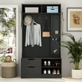thumbnail image 2 of Furvclv Hall Tree With 6 Hooks, Coat Hanger, Entryway Bench, Drawers, Open Storage Shelves, Multiple Functions Hallway Coat Rack For Front Door Entrance Mudroom, 2 of 9