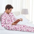 thumbnail image 6 of Bingfone Men's Pajama Set 2 Piece Loungewear PJs, Long Sleeve with Pajama Pants- Pink bows-XX-Large, 6 of 7