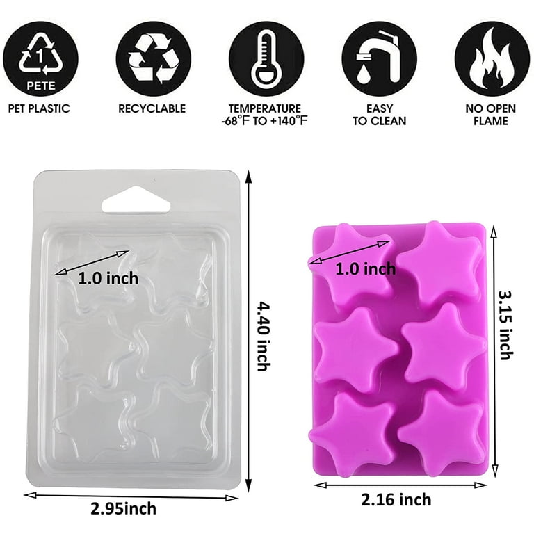 MILIVIXAY 8 Capacity Wax Melt Containers-8 Cavity Clear Empty Plastic Wax  Melt Molds-25 Packs Heart Shape Clamshells for Tarts Wax Melts.