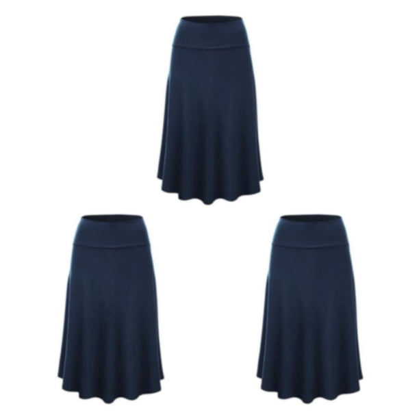 Minnieouse Hermosa plisada negra: ajuste cómodo negra midi Faldas Sexy Diseño favorecedor azul marino S Type1 NO1