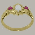 thumbnail image 3 of LBG British Made 14k Yellow Gold Natural Opal & Ruby Womens Anniversary Ring - 33 size options - Size 7.75, 3 of 9