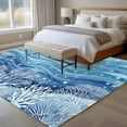 thumbnail image 5 of Summer Ocean Coral Washable Living Room Rugs 5'x7', Nautical Coastal Watercolor Blue Teal Sea Waves Low Pile Throw Large Area Rugs Non-Slip Sturdy Edge Binding Carpet for Dining Room Bedside Kitchen, 5 of 9