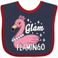 thumbnail image 3 of Inktastic Glam Pink Flamingo with Pearls Girls Baby Bib, 3 of 4
