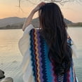 thumbnail image 2 of Shawl Wraps for Women, Bohemian Ethnic Style Cape Open Front Poncho Scarf Blanket Cardigan Coat with Tassels for Spring Autumn Winter, 2 of 7