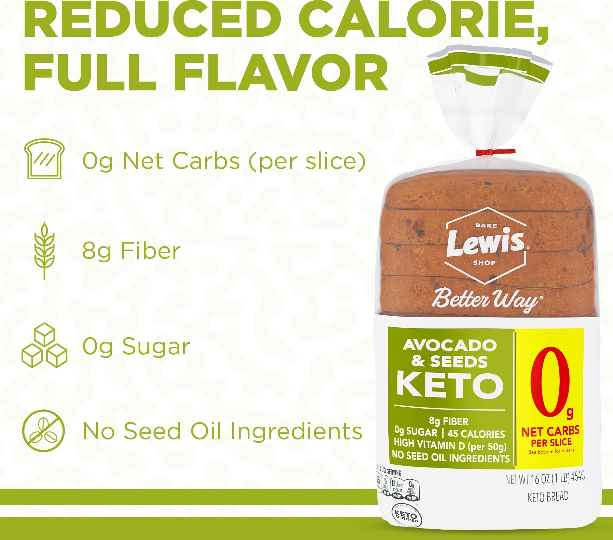 Lewis Bake Shop Better Way Avocado & Seeds Keto Bread, 16 oz