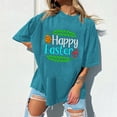 thumbnail image 2 of Blusa informal de manga corta con cuello redondo y estampado de Pascua para mujer Pompotops hfajkhk128207, 2 of 4