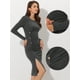 thumbnail image 2 of Vestido con Decoración de Botones para Mujer Elegante Casual con Diseño Fruncidos Vestido de Punto gris S, 2 of 6