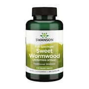 Swanson Sweet Wormwood - May Promote GI Gut Health, Microbial Balance & Digestive Health Support - Herbal Supplement with Artemisinin - (90 Capsules, 425mg Each)