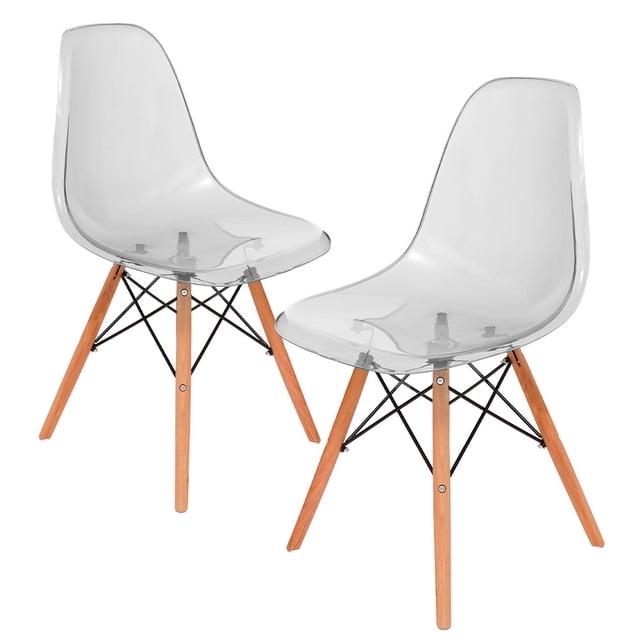 Sillas Modernas Con Acrílico Transparente 2 Piezas Gris Gaon