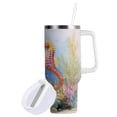 thumbnail image 2 of 40 oz Tumbler With Handle Stainless Steel Insulated Tumbler With Lid for Car Cup Holder Cute Seahorse Pattern, 2 of 9