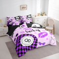 thumbnail image 2 of Erosebridal Purple Plaid Billiards Bedding Comforter Set 7 Pieces for Kids Boys Girls,Sport Strawberry Bow Full Bedding Set for Teens,Black Reversible,Ultra Soft Home Decor, 2 of 6