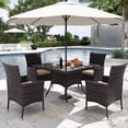 thumbnail image 7 of Kullavik 10-Piece Patio Outdoor Dining Set, Wicker Patio Furniture Set of 8 Rattan Chairs with Soft Cushions and Two Square Table with Umbrella Cutout, Sand, 7 of 7