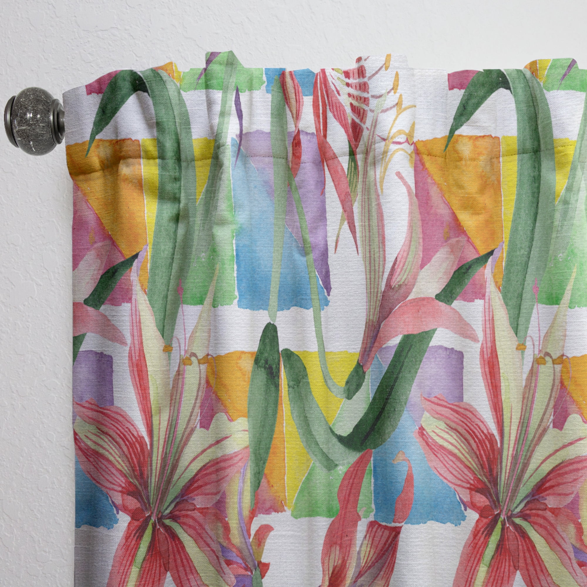 Designart 'Retro Floral Botanical XIII' Mid-Century Modern Curtain Panel
