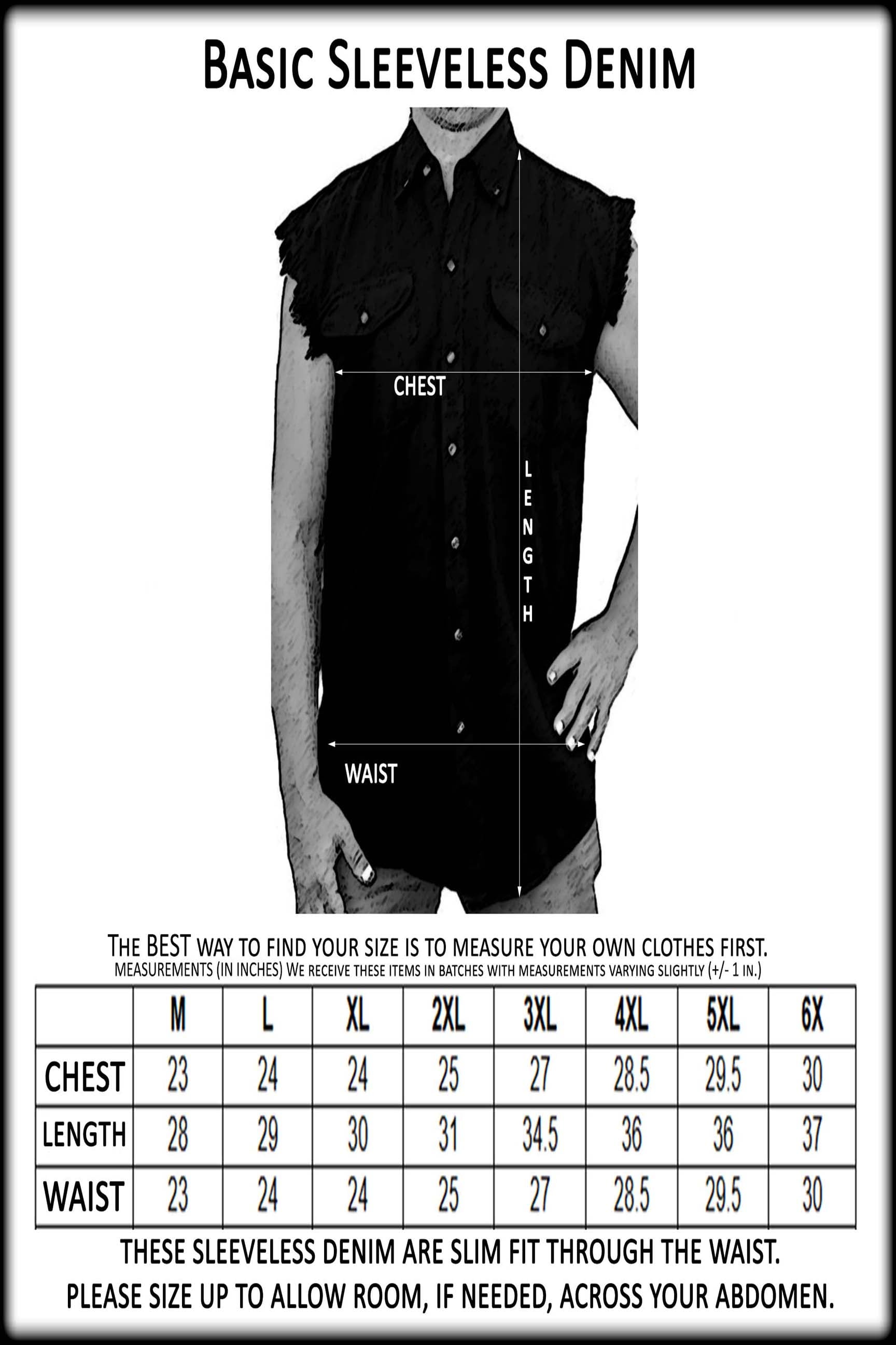 mens sleeveless denim shirt for sale