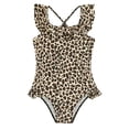 thumbnail image 2 of Girls One Piece Swimsuits Size 7-8Y Leopard Print Bathing Swimsuit Frill Cute Ruffle Cute Summer Beach Pool Party Toddler Kids Swimwear, 2 of 5