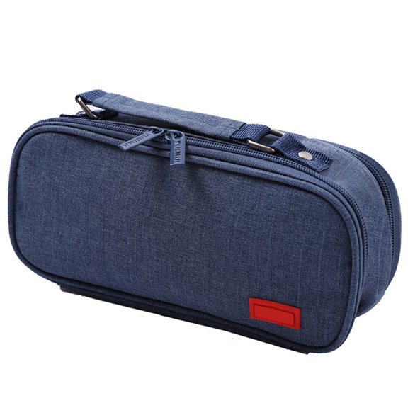 High Capacity Pen Case with Handle 5 Section Canvas Pencil Case Large Pencil Bag