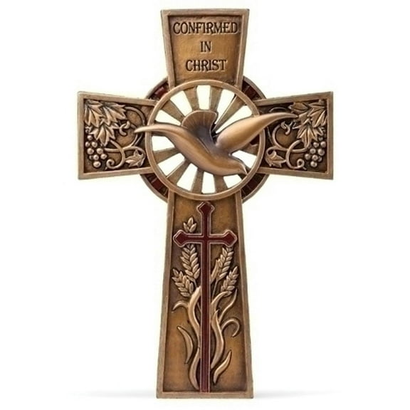 Roman 7.75" Resin Bronze Finish Confirmation Wall Cross
