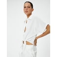 thumbnail image 2 of Regular Fit Short Sleeve Buttoned Tie Front Crop Shirt, 2 of 6