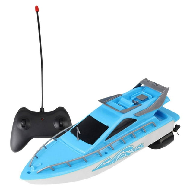 Lancha rápida con control remoto eléctrico, barco de juguete, piscinas, lagos, juguetes al aire libre, inalámbrico para Azul