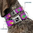 thumbnail image 2 of Buckle-Down Pet Collar, Dog Collar Metal Seatbelt Buckle, Flying Owls Leaves Purple Multi Color, 15 to 24 Inches 1.0 Inch Wide, 2 of 8
