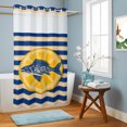 thumbnail image 6 of No Hook Shower Curtain, Coastal Nautical Shower Curtains for Bathroom with See Through Top Window, Summer Ocean Lemon Flower Fish Blue Stripe Waterproof & Washable Bath Curtain Stand Up Stall 36"x72", 6 of 7