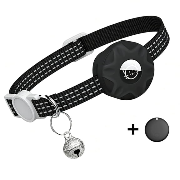 CUDIAO Cat Tracker Collar,No Monthly Fee Cat Tracker Works with Apple Find My App(Only Ios),Gps Tracker for Cats,Real-Time Location Pet Tracking|Safety Collar and Tracker Holder Included-Black