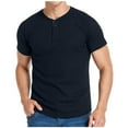 thumbnail image 6 of Mens T-Shirt Casual Crewneck Henley Short Sleeve Tee, XL, 6 of 6