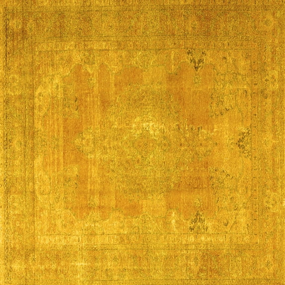 Ahgly Company Indoor Square Persian Yellow Traditional Area Rugs, 6' Square