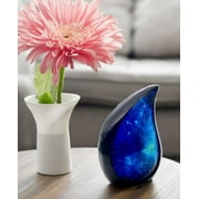 5MOONSUN5s Galaxy Teardrop Urns for Human Ashes, Funeral Cremation Urn with Velvet Bag, Keepsake Urn for Adults, for Your Loved Ones Blue Star Sky Display Urn Capacity (60 Cubic Inches) one Side 6