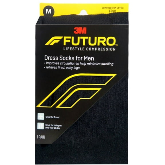 FUTURO Restoring Dress Socks For Men Firm Medium Black 1 Pair (Pack of 3)