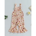 thumbnail image 4 of Bagilaanoe Toddler Baby Girl Jumpsuit Sleeveless Floral Print Romper Overalls 12M 18M 24M 3T 4T 5T Kids Long Flared Pants Summer Outfits, 4 of 8
